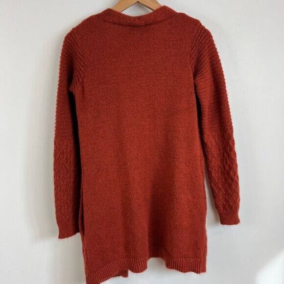 Kempson Womens Medium Burnt Orange Open Front Knit Acrylic Cardigan Sweater Boho - Picture 15 of 15